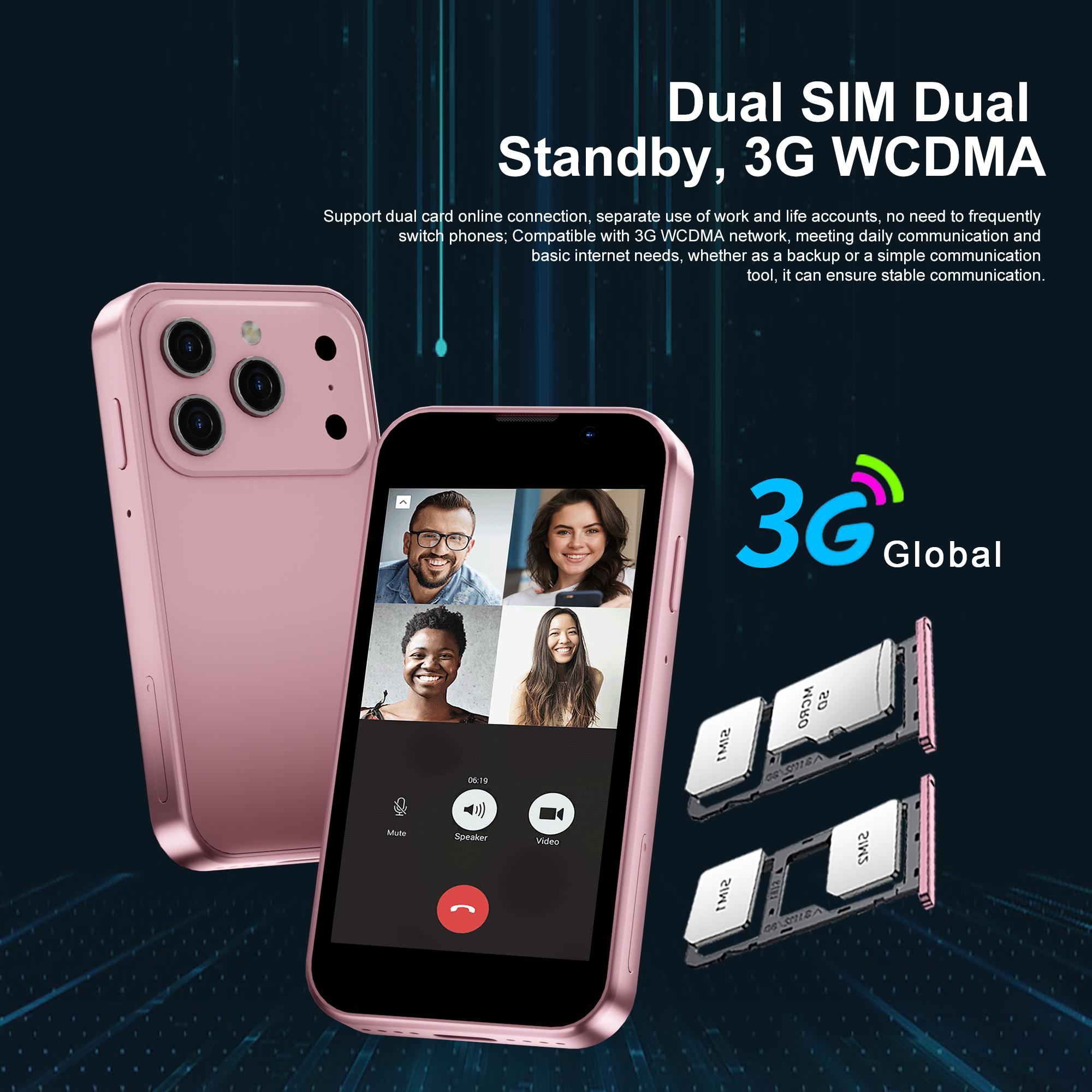 SERVO 17SE MINI 3G Tiny Smartphone Android System Play Store 2GB+16GB WhatsAPP GPS WiFi Dual SIM Card 3.0" Small Smart Cellphone