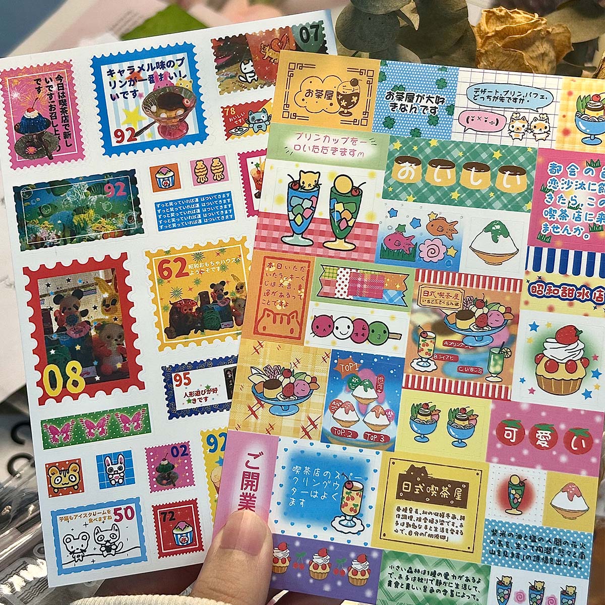 Pegatinas de papelería para álbum de recortes, pegatinas Kawaii, etiquetas adhesivas de estilo realista, elementos decorativos, pegatina para teléfono Diy