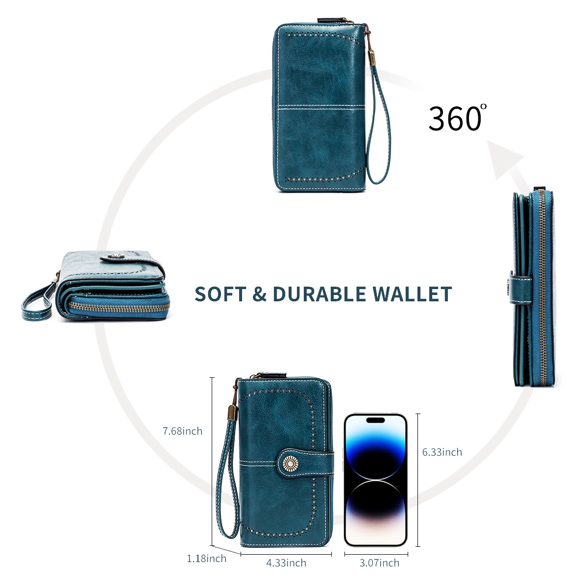 Rfid 盗難防止財布、男性と女性用、ヨーロッパとアメリカのレトロレザー長財布クラッチ、オイルワックスレザーカットアウトマルチカードスロットウォレット、大容量ジッパー 70% オフクラッチバッグ、カードホルダー小銭入れハンドバッグ