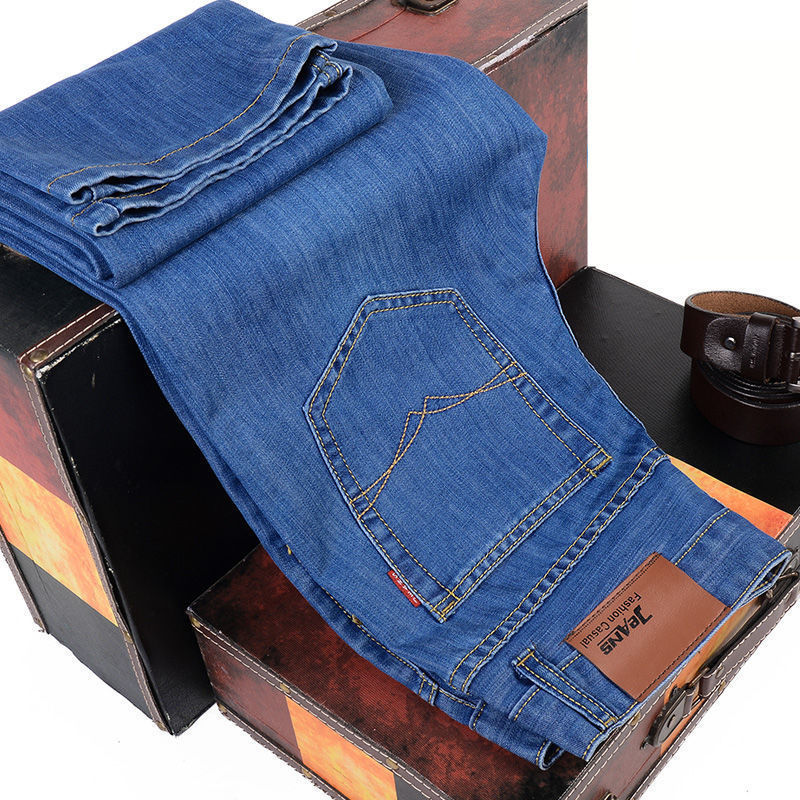 2025 nuevos pantalones vaqueros de negocios a la moda para hombre, pantalones vaqueros ajustados elásticos informales de estilo clásico, pantalones vaqueros de marca para hombre, pantalones vaqueros negros y azules para hombre