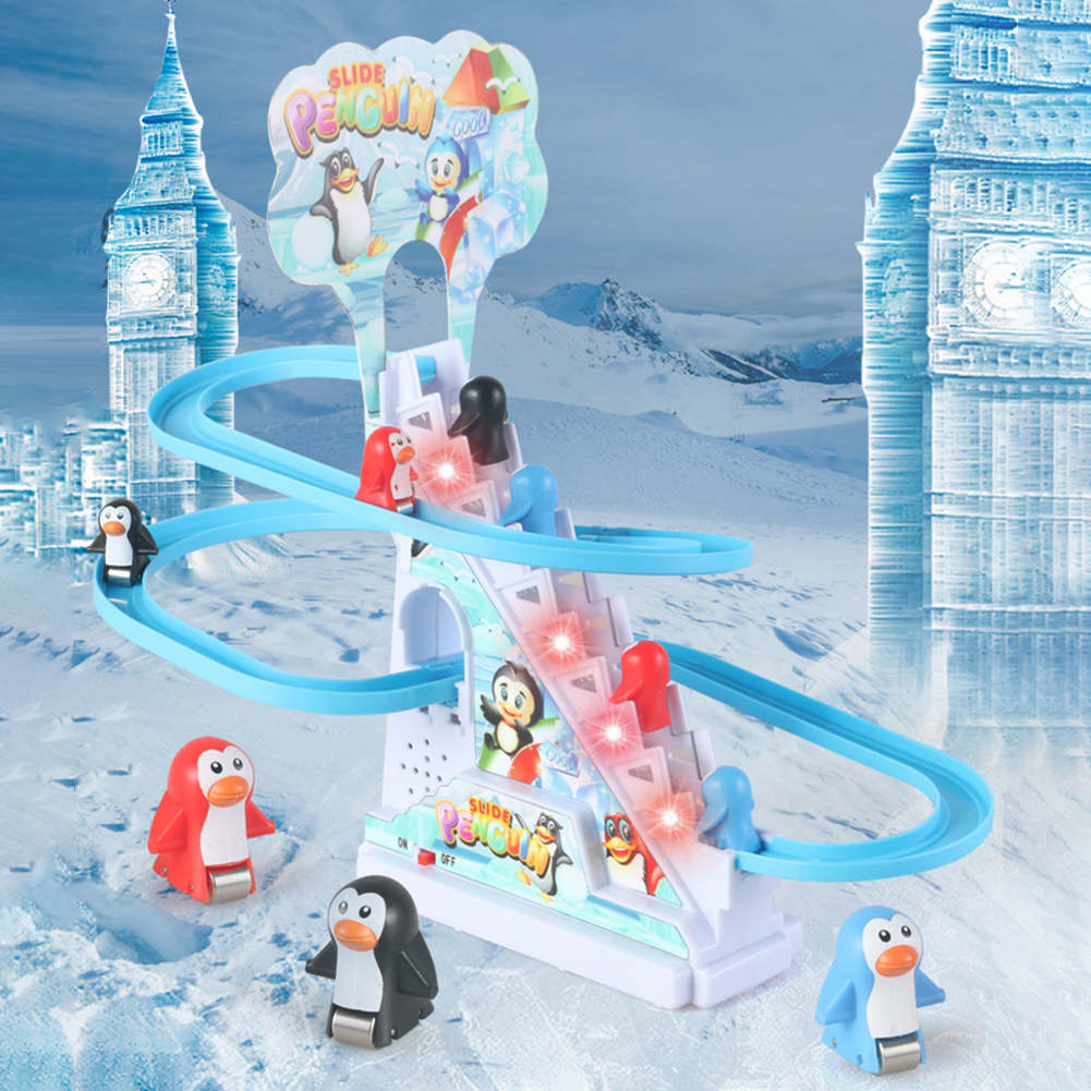 子供のための電子クライミングおもちゃ,はしごのおもちゃ,ペンギン,恐竜,LEDライト,音楽付き