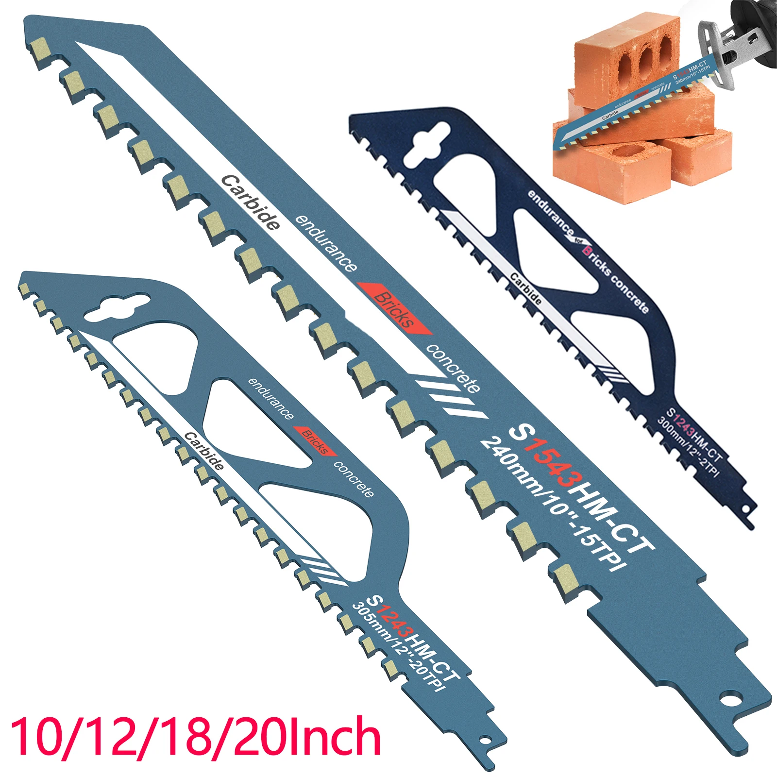 10/12-20 Inch Reciprocating Saw Blades Saber Saw Multi Saw Blades Cutting Alloy Steel Brick Concrete Power Tools Accessories