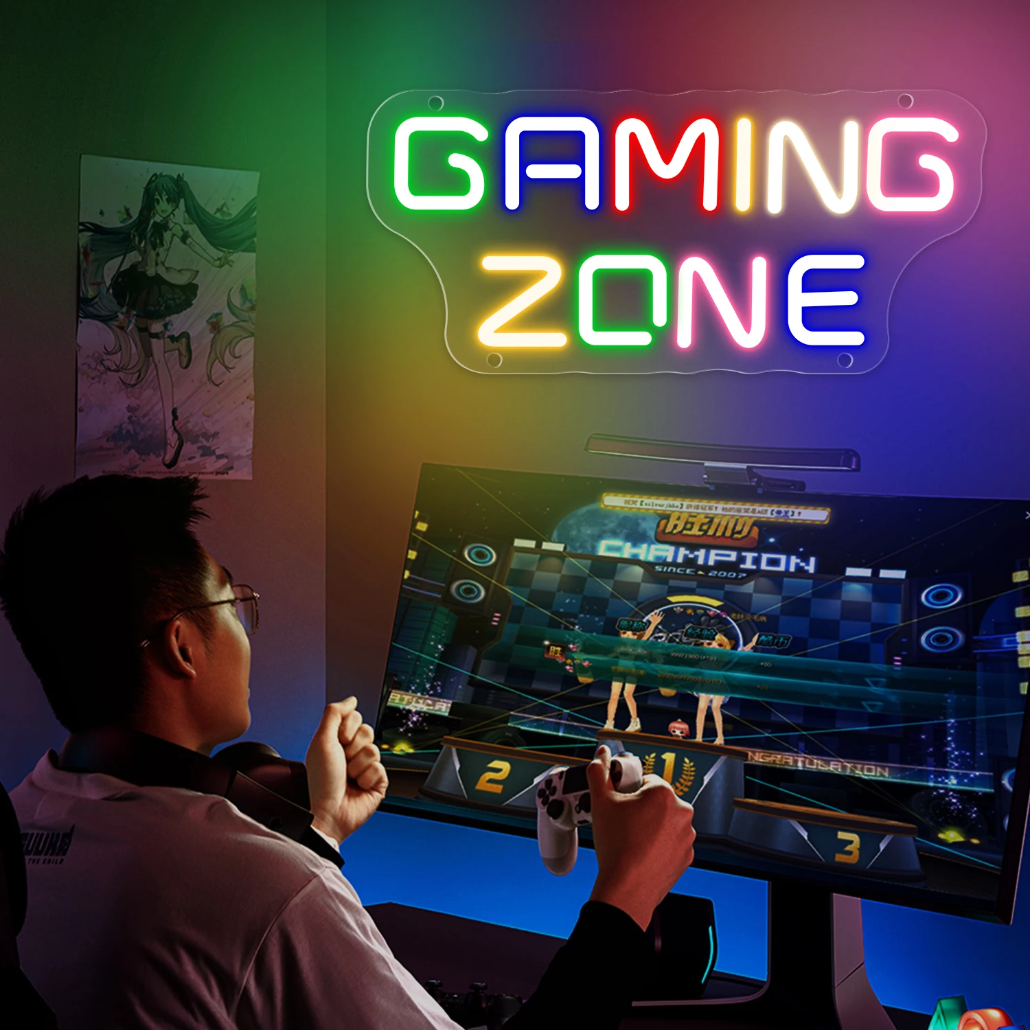 ห้องเกมป้ายนีออน GamePad Neon LED ป้ายสําหรับห้องเกม PlayStation Luminous ป้ายธุรกิจ Gamer ตกแต่งห้องไฟ