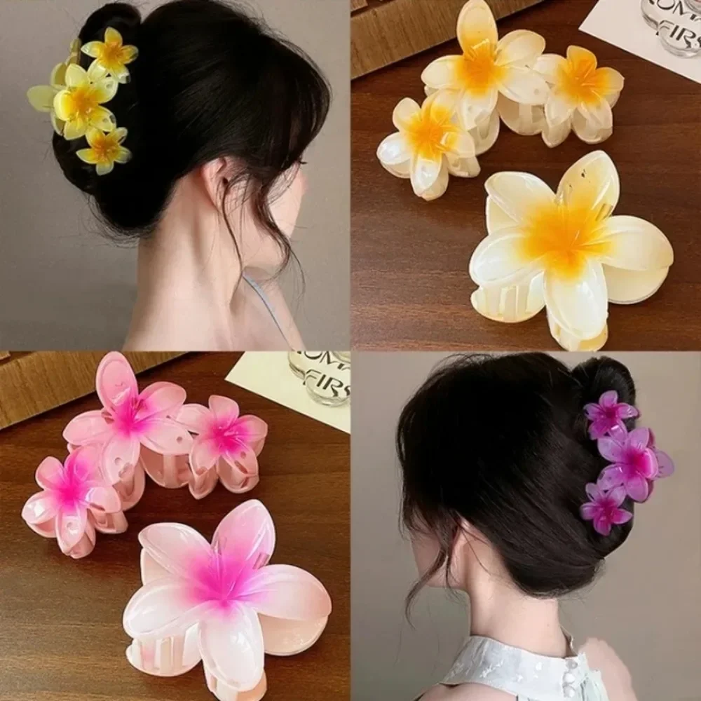 Gradient Flower Hair Clips Set - Veelkleurige Strand Hawaiiaanse Klauw Clips voor Dames Zomer Haaraccessoires