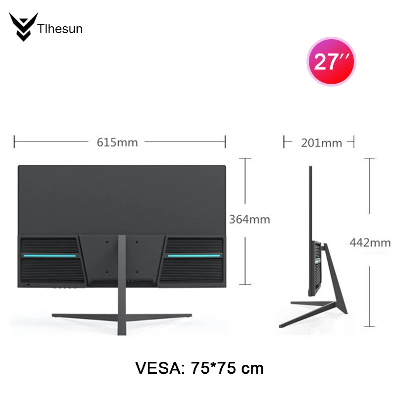 Монитор 27дюйма Tlhesun 2K -144 Гц/180 Гц  , FAST IPS Разрешение 2560*1440 Компьютерный игровой экран HDMI/DP 1Ms-GTG HDR -AMD