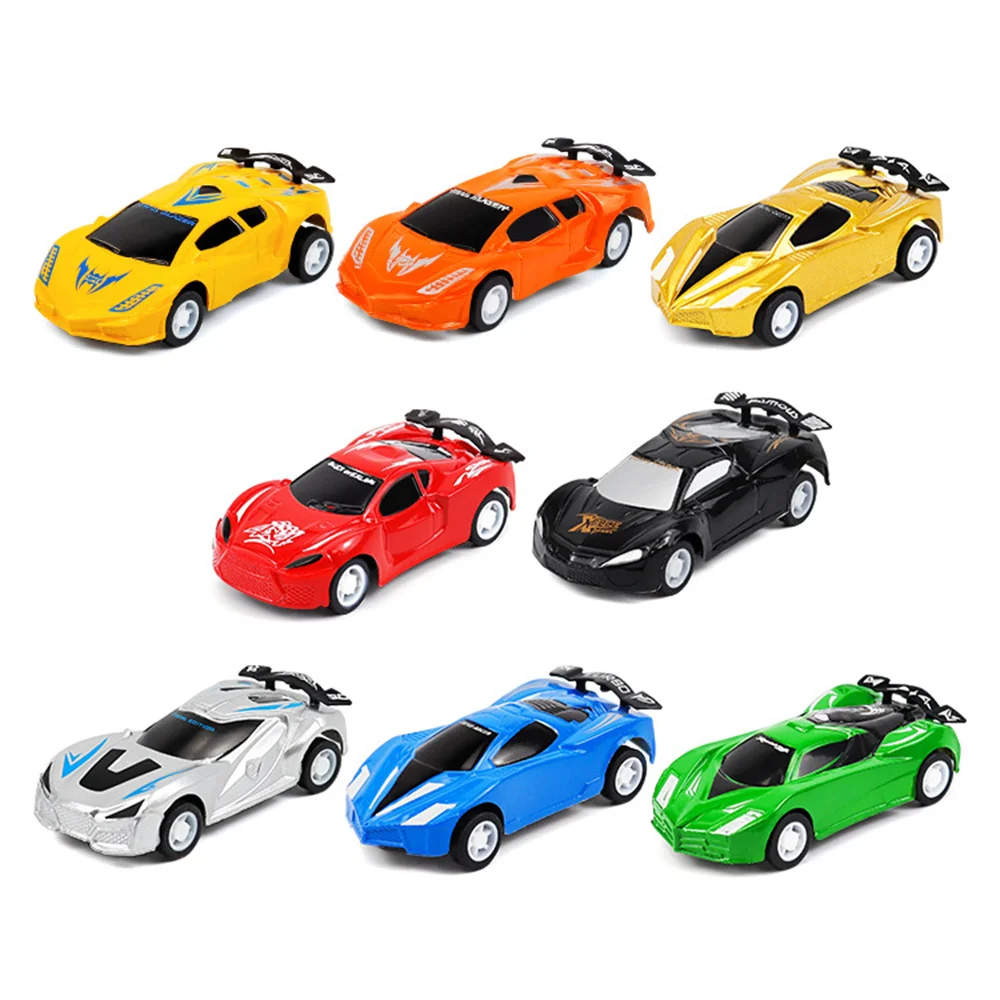8 ピース/ロット子供ミニプルバック車のおもちゃ赤ちゃん漫画レーシングバス車モデル教育シミュレーション車両のおもちゃ男の子のギフト