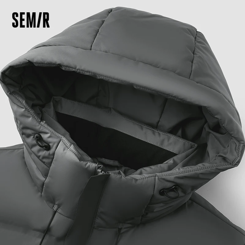 Semir jaqueta masculina longa com capuz solto simples versátil 2025 roupas masculinas de inverno agasalhos de inverno