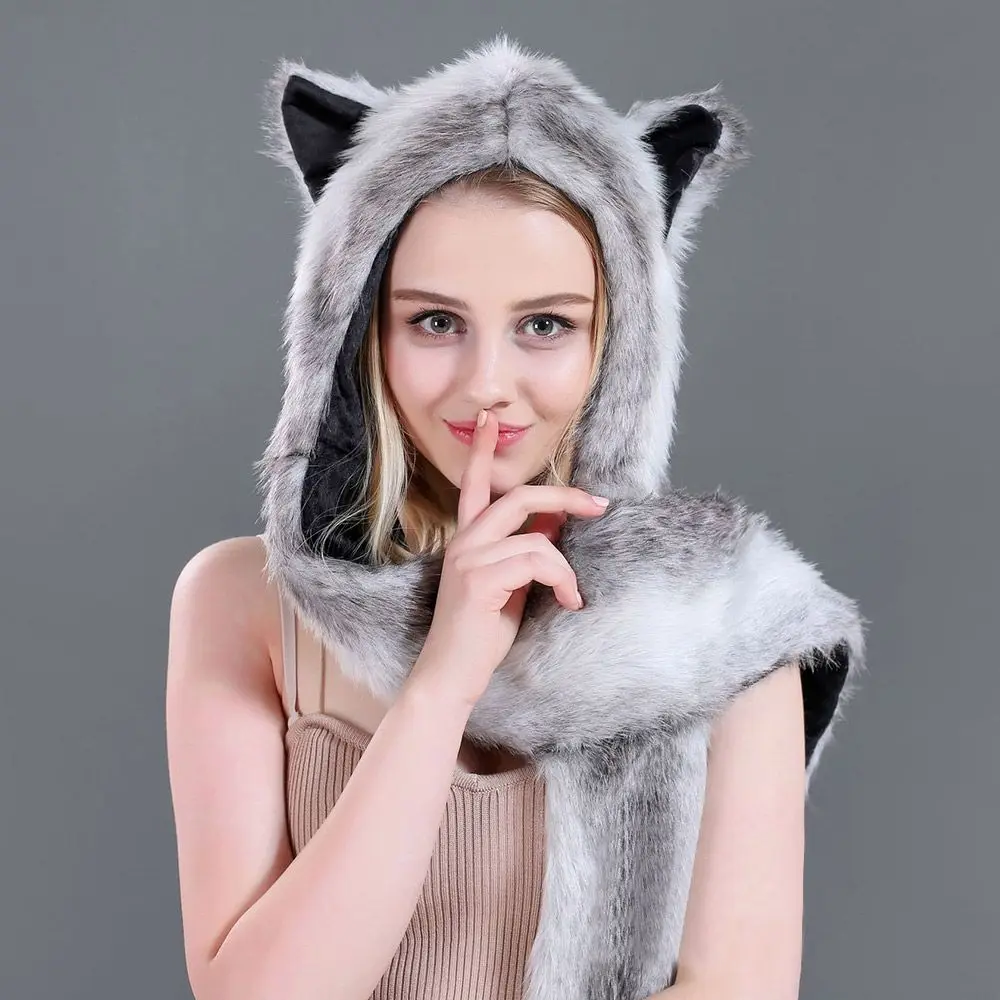 Chapéu Earmuff impermeável para homens e mulheres, boné 3 em 1 com cachecol e luvas, gorro de pelúcia quente, inverno
