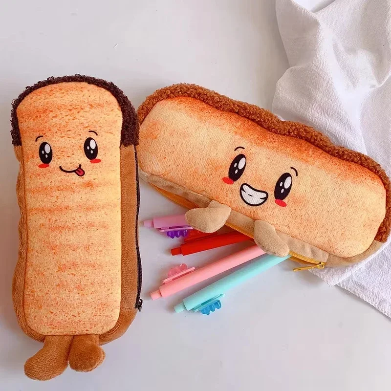 Nette Kreative Toast Hot dog Brot Bleistift Fall Große Kapazität Universal Student Bleistift Fall Beutel Schreibwaren Geschenk Liefert Neue
