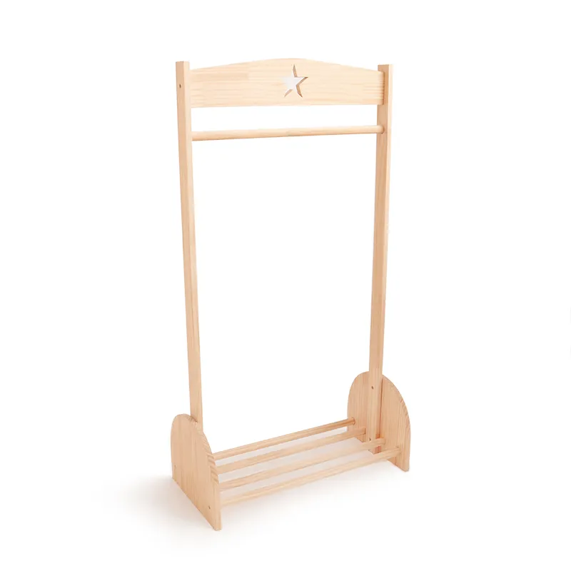 ที่แขวนเสื้อผ้าเฟอร์นิเจอร์เด็กทำจากไม้แข็งสไตล์นอร์ดิก rak penyimpanan Baju ห้องนอนตู้เสื้อผ้าเด็กทารกชั้นวางรองเท้า