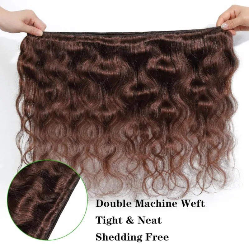 สีน้ําตาลการรวมกลุ่มผมมนุษย์ Body Wave ช็อกโกแลตสีน้ําตาลบราซิลผมมนุษย์สาน Extension สําหรับผู้หญิงสีดําสี # 4