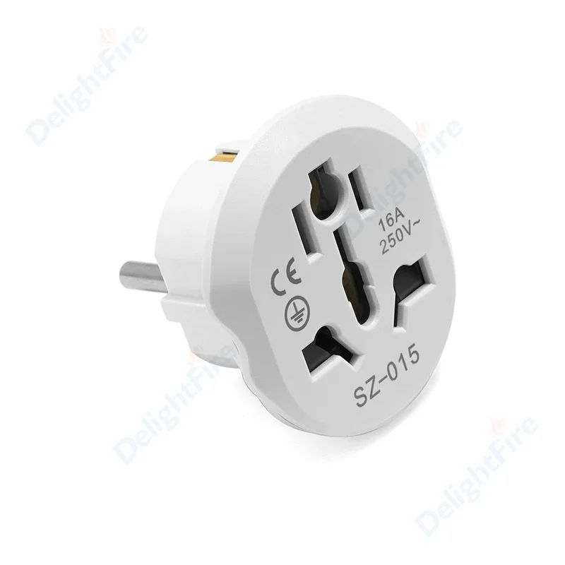 Adaptador de enchufe europeo Universal 16A convertidor UE 2 enchufe de pines redondos AU UK CN US a UE enchufe de pared AC 250V adaptador de viaje de alta calidad