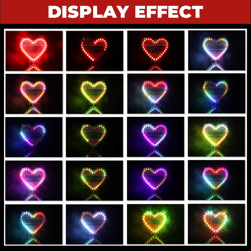 LED Heart-Shaped Flow Light DIY Electronic Kit with 32 Colorful LED Lights DIY Soldering Practice Kit Battery Powered