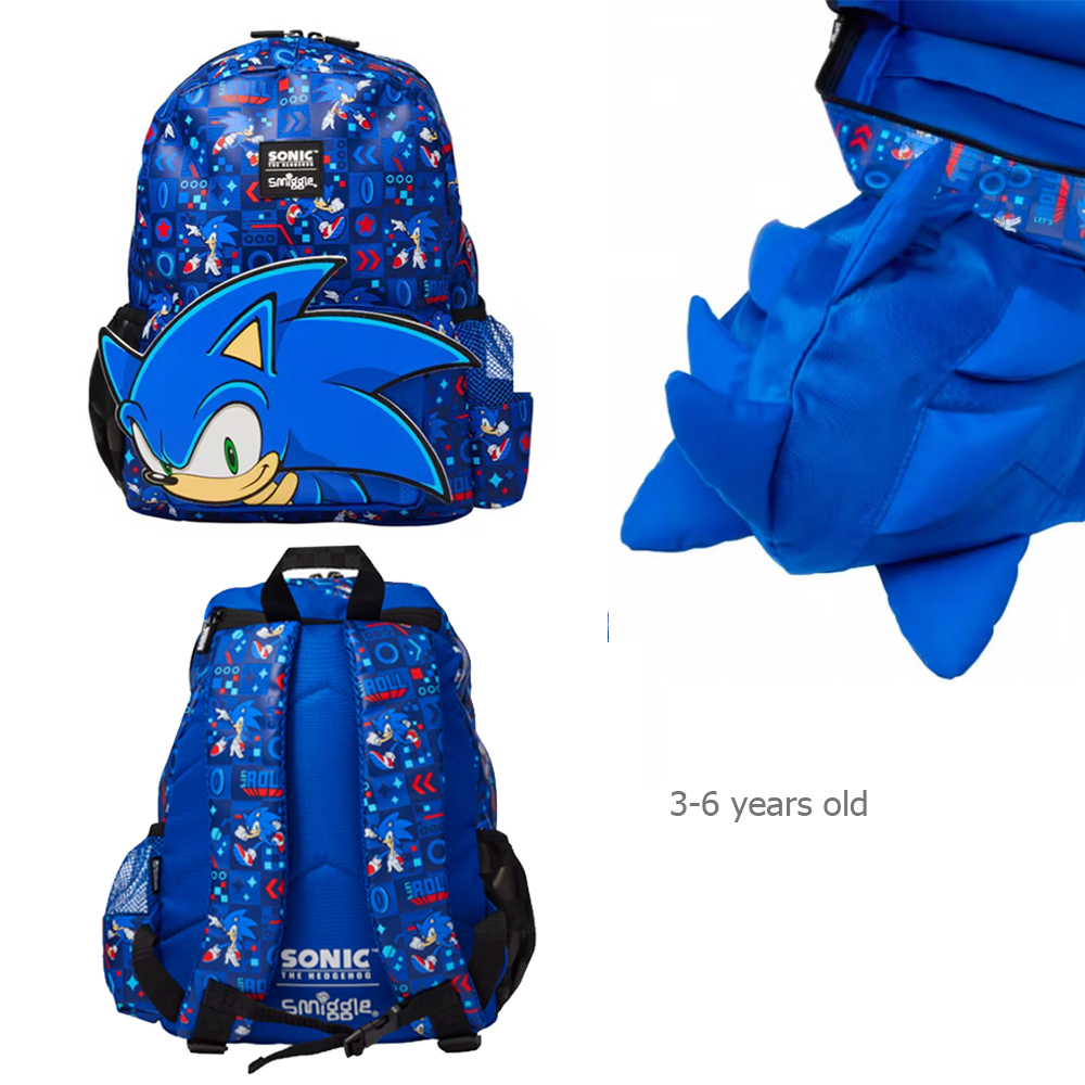 MINISO Smiggle 子供研究バックパックブルー漫画スクールバッグランチバッグアニメ学生ギフト子供のバッグ 7-16 年 16 インチ