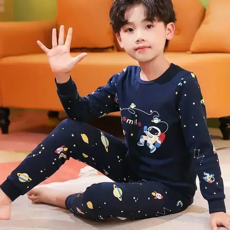 Bé Bé Trai Bộ Đồ Ngủ Thu Tay Dài Quần Áo Trẻ Em Ngủ Teen Pyjama Cotton Pyjamas Bộ Cho Trẻ Em 6 8 10 12 14 Năm