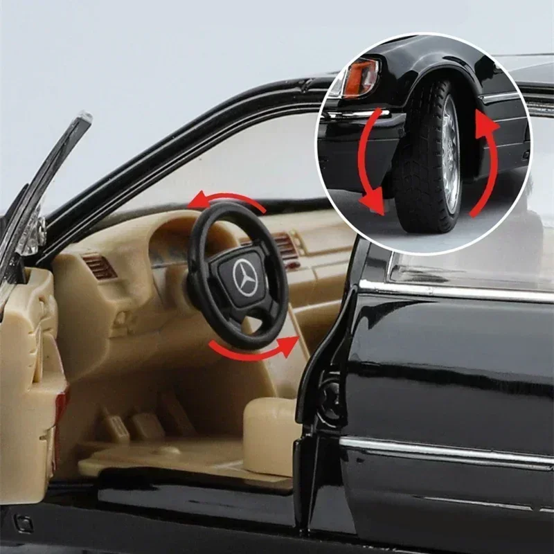Carro em escala 1:24 mercedes benz s320 w140 liga modelo de carro em miniatura diecast metal som & luz coleção crianças brinquedo veículo presente