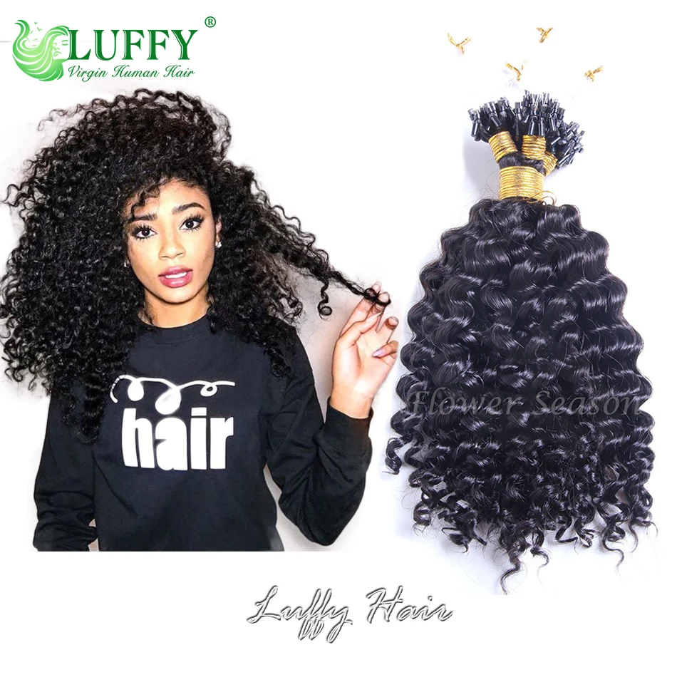 Micro Loop extensiones de cabello humano Jerry para mujeres negras, extensiones de cabello rizado Microlink, cabello birmano, Micro Ring Loop