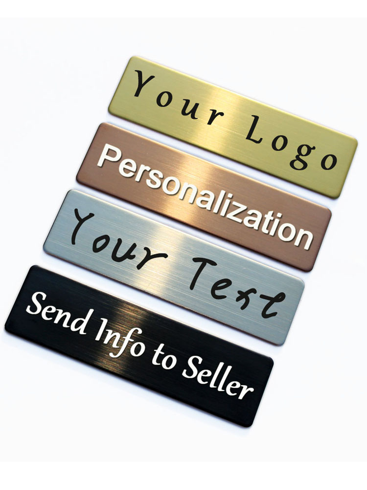 70 x 20 mm, anpassbare Broschennadel, personalisierbar, mit Gravur Ihres Text-Logos, Business-ID-Platte, Stahl-Metall-Tag, individuelle Namensschilder