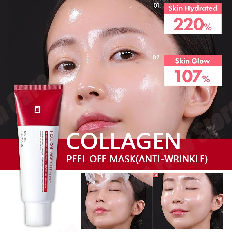 Mascarilla de colágeno de 50ml, mascarilla Facial exfoliante para elasticidad, cristal hidratante brillante, rejuvenecimiento de la piel, hidrata el cuidado de la piel coreano