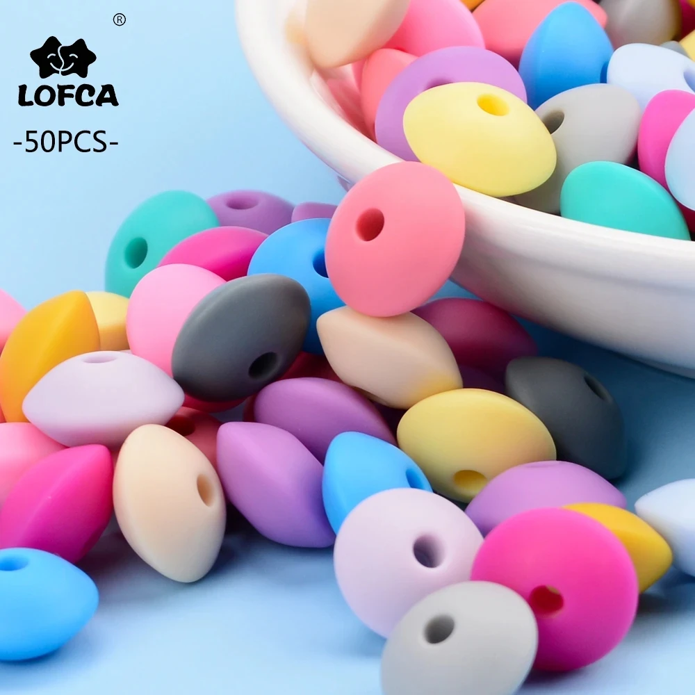 LOFCA 12Mm 50 Cái/lốc Silicone Đậu Lăng Hạt Tròn Mọc Răng Không Chứa BPA Bébé Miếng Dán Nhai Miễn Phí Vận Chuyển Đồ Phụ Kiện Cho Bé