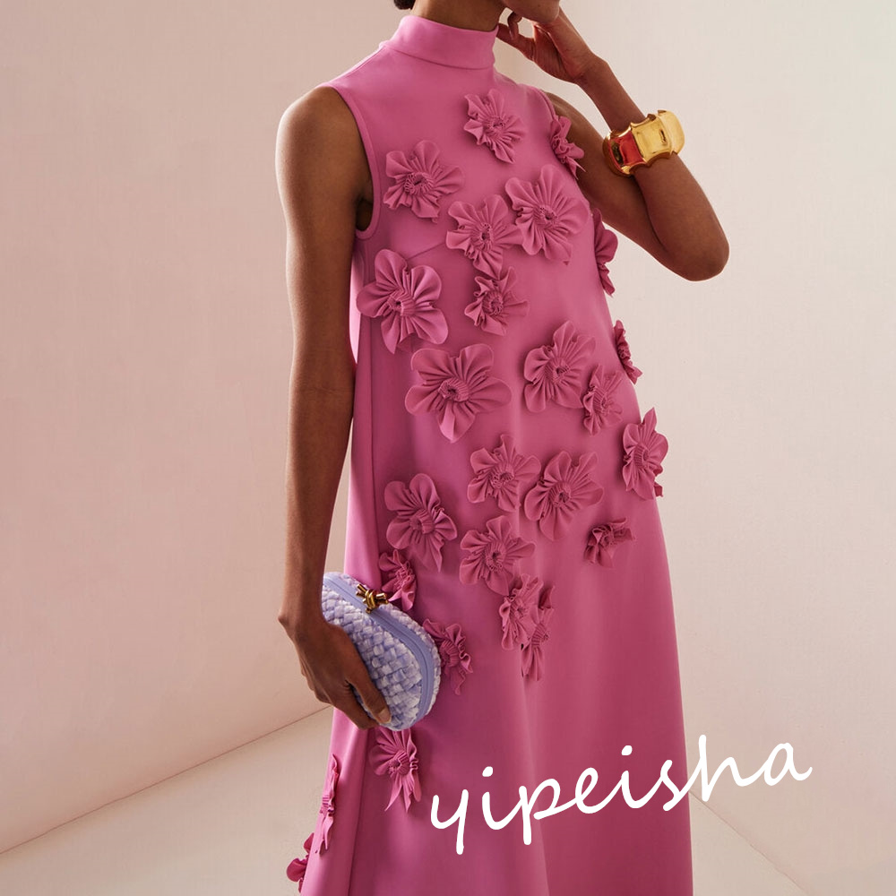 カスタマイズされたアップリケ ウェディング パーティー A ライン ハイカラー オーダーメイドの機会 フロアレングス