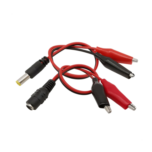 Clip de cocodrilo para batería, adaptador de enchufe de alimentación CC, conector macho hembra de 5,5x2,1mm, cables de prueba de 25CM
