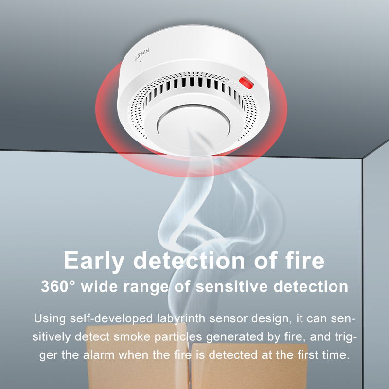 2 pacote tuya inteligente wifi detector de fumaça com alertas de aplicativo em tempo real sensor de incêndio sem fio alarme 85db som para casa/escritório