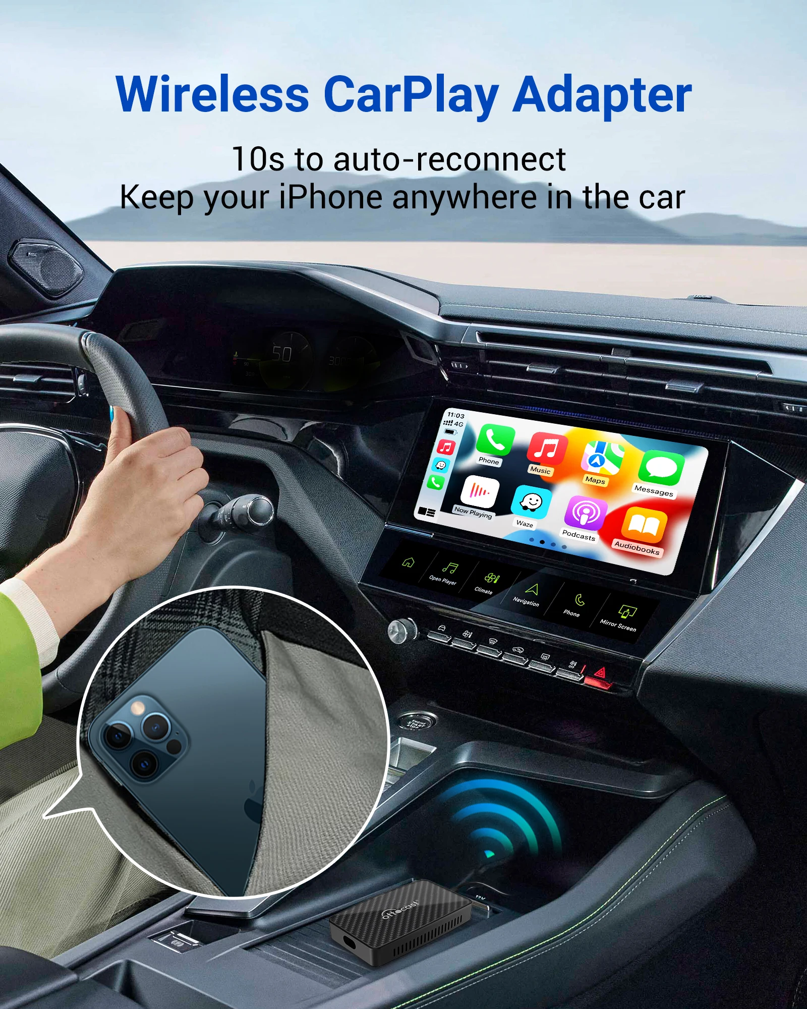 Otocast play2video pro sem fio carplay android adaptador automático construído em youtube netflix iptv tiktokcar acessórios para kia toyota
