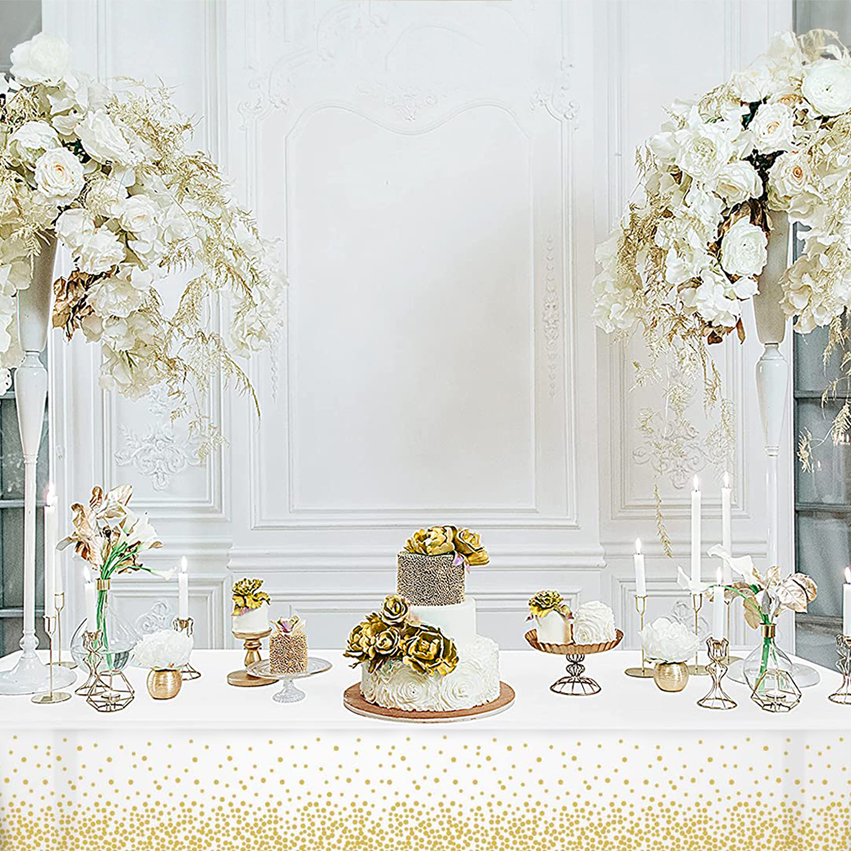 137*274cm Disposable Tablecloth Wedding Table Decoration Rose Gold Dot Dinner Cloth Birthday Decor Baby Shower Party Decoration