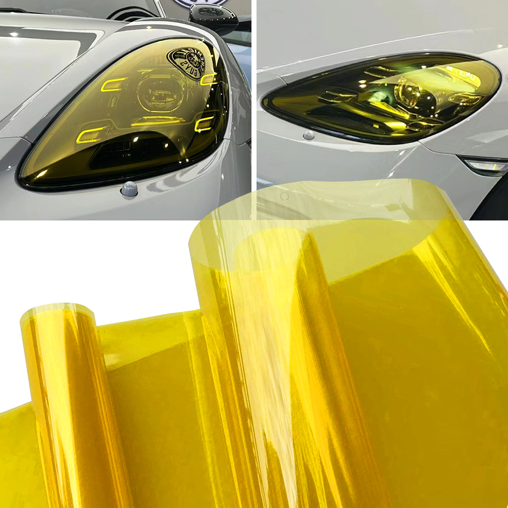 Желтый автомобильный светильник, фара, задний фонарь, виниловая пленка, наклейка, легко наклеиваемая водонепроницаемая пленка для мотоцикла, украшение для всего автомобиля своими руками