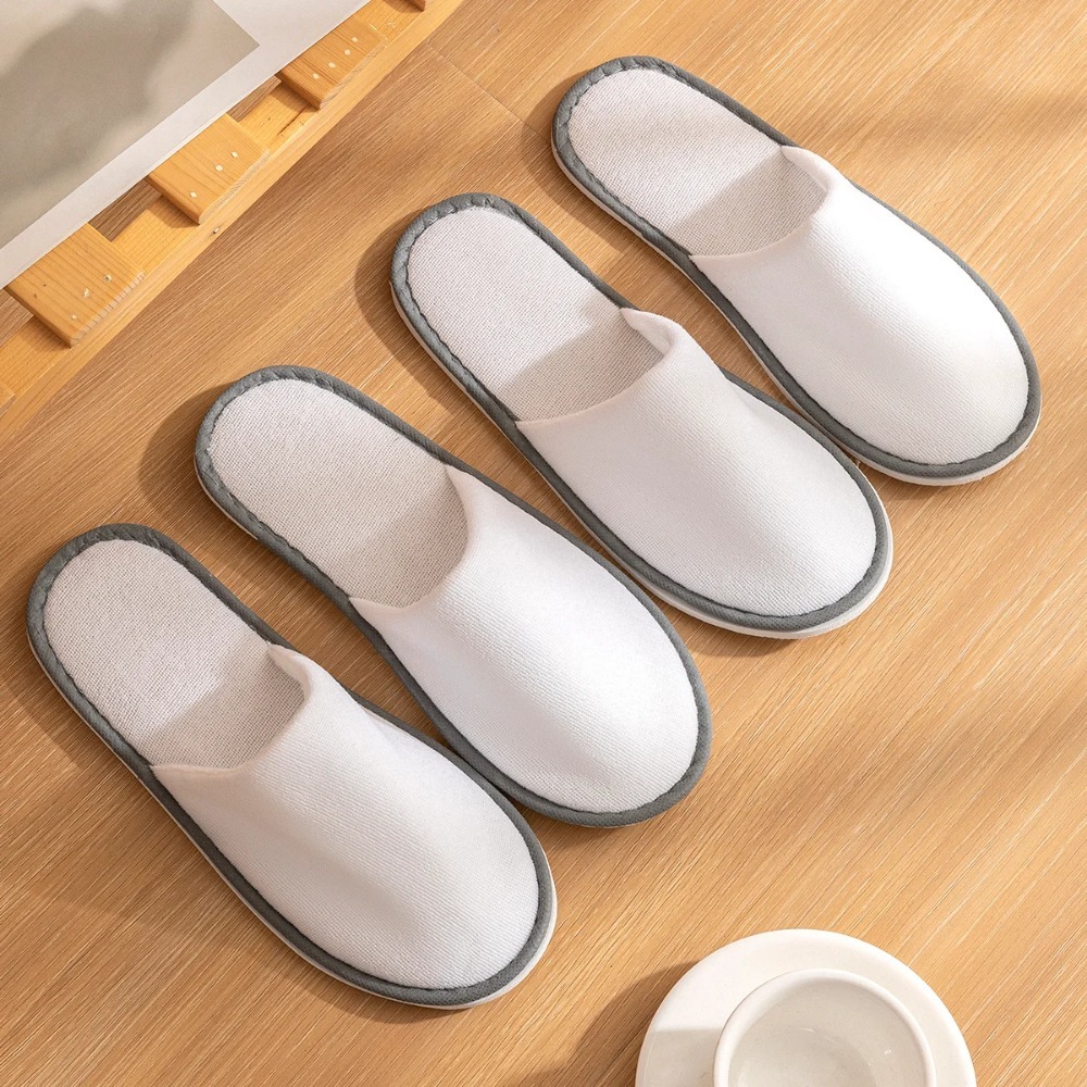 5-PACK Eenmalig gebruik Hoge kwaliteit gesloten teen antislip hotelslippers Witte wegwerp hotelbadkamerslippers