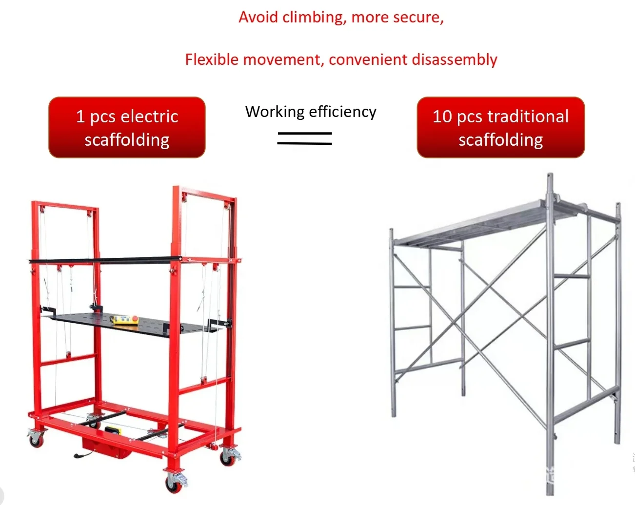 Soporte de plataforma de construcción portátil plegable móvil, andamio eléctrico, mesa elevadora de acero de seguridad para el hogar, interior y exterior