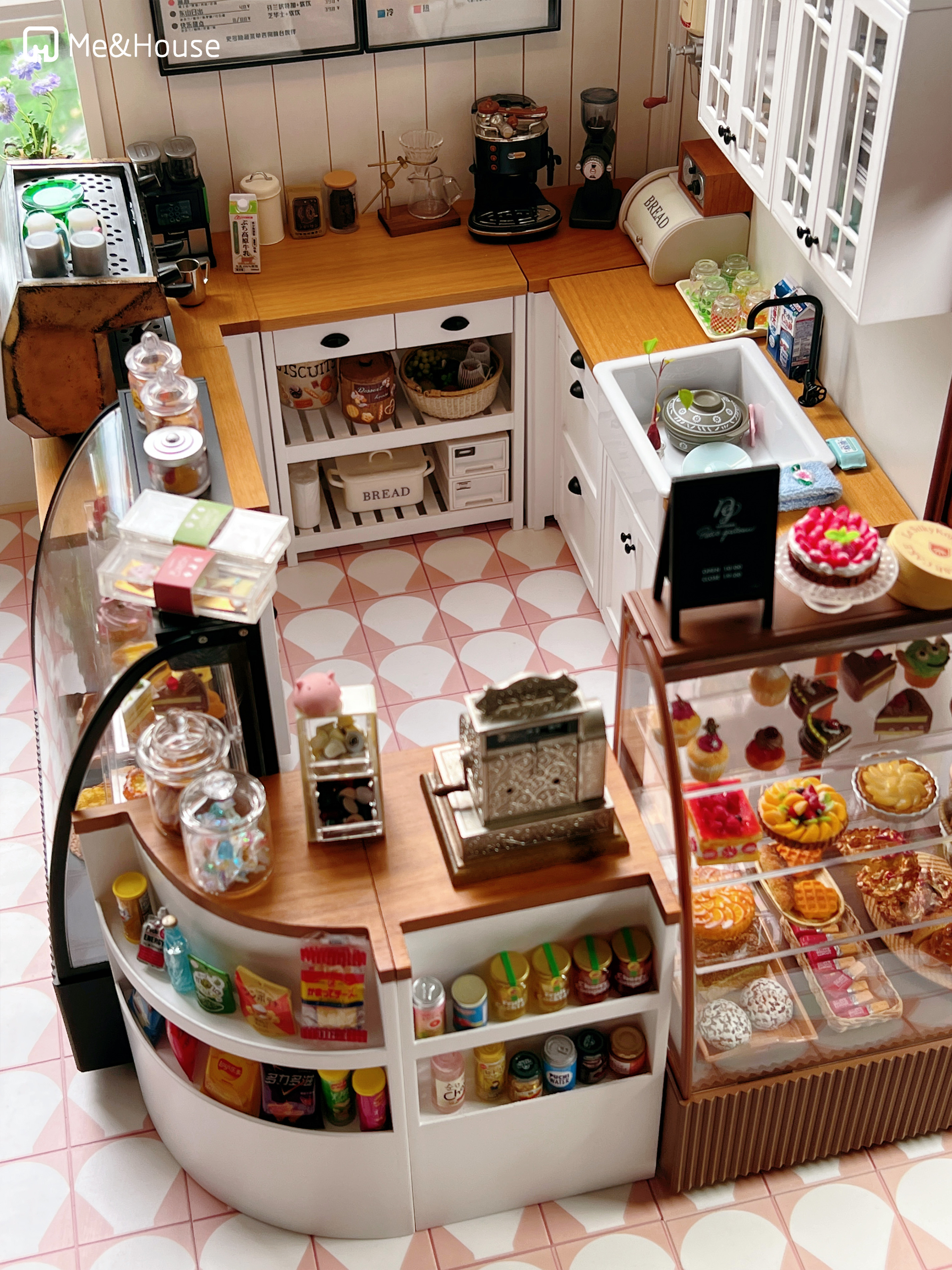 Modelo de casa de muñecas, muebles, accesorios, mini modelo, gabinete de pastel, 1/6