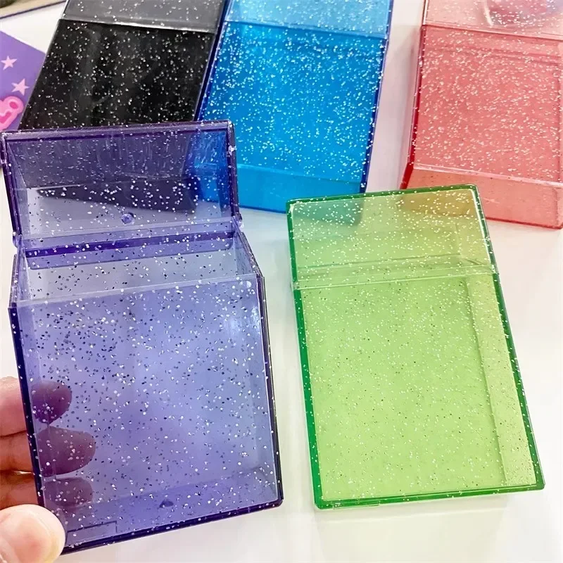 Photo Card Storage Box Holder Ins Transparent Blingbling Box Case Container Idol Kpop Albumes Photo Storage Box Stationery
