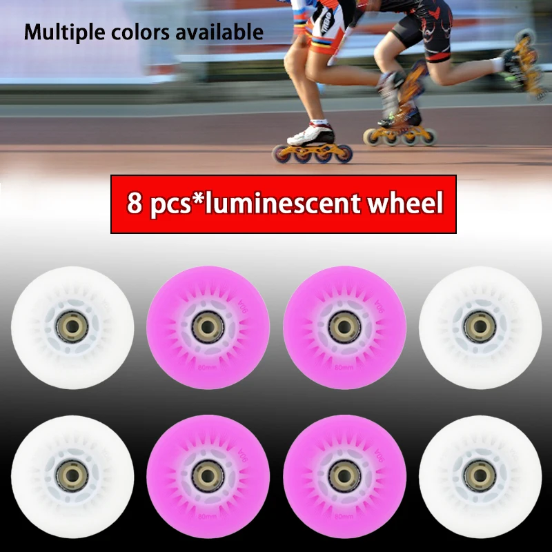 8 STKS Lichtgevende Wielen Flash Inline Skate 90A LED Wielen Flash Rolschaatsen 68mm 72mm 76mm 80mm Multi-Specificatie Multi-Color