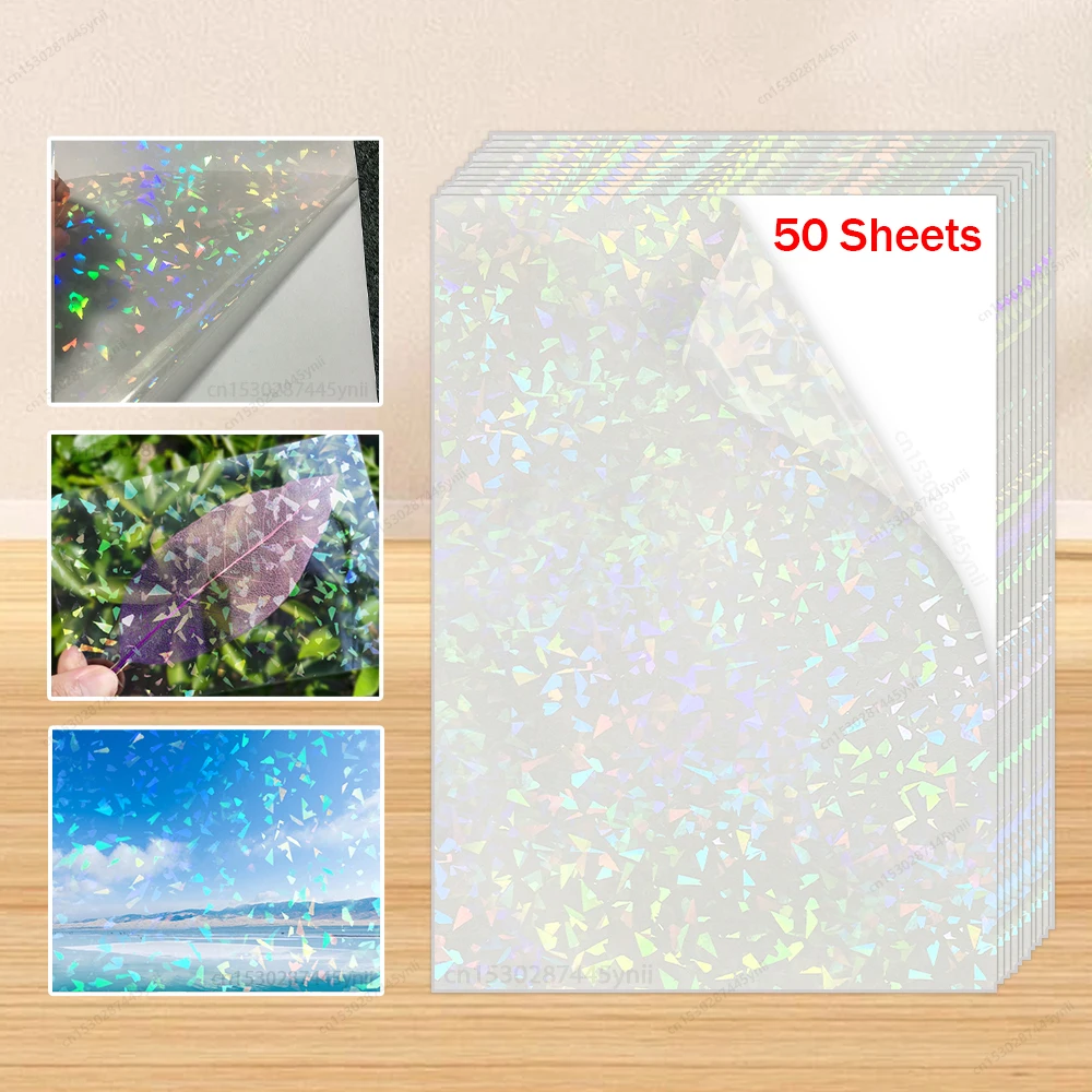 20/50PK Film de stratification à froid Transparent étoiles auto-adhésives Film de papier holographique A4 bricolage paquet carte Photo Film de stratification