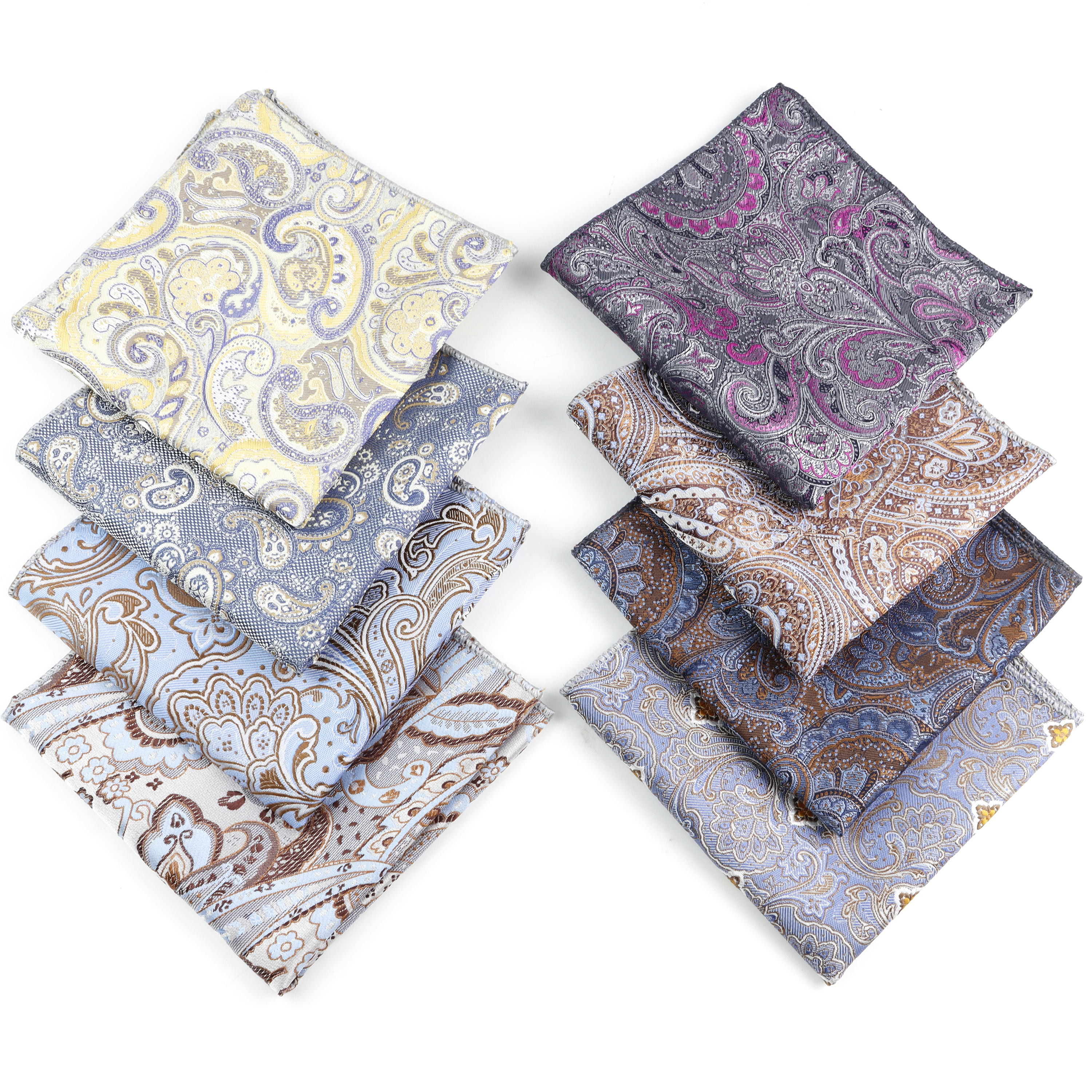 Neue klassische Paisley-Taschentücher, blau, gelb, handgefertigt, 23 cm, Einstecktuch für Männer, Hochzeit, Business, Party, Anzug, Einstecktuch-Zubehör