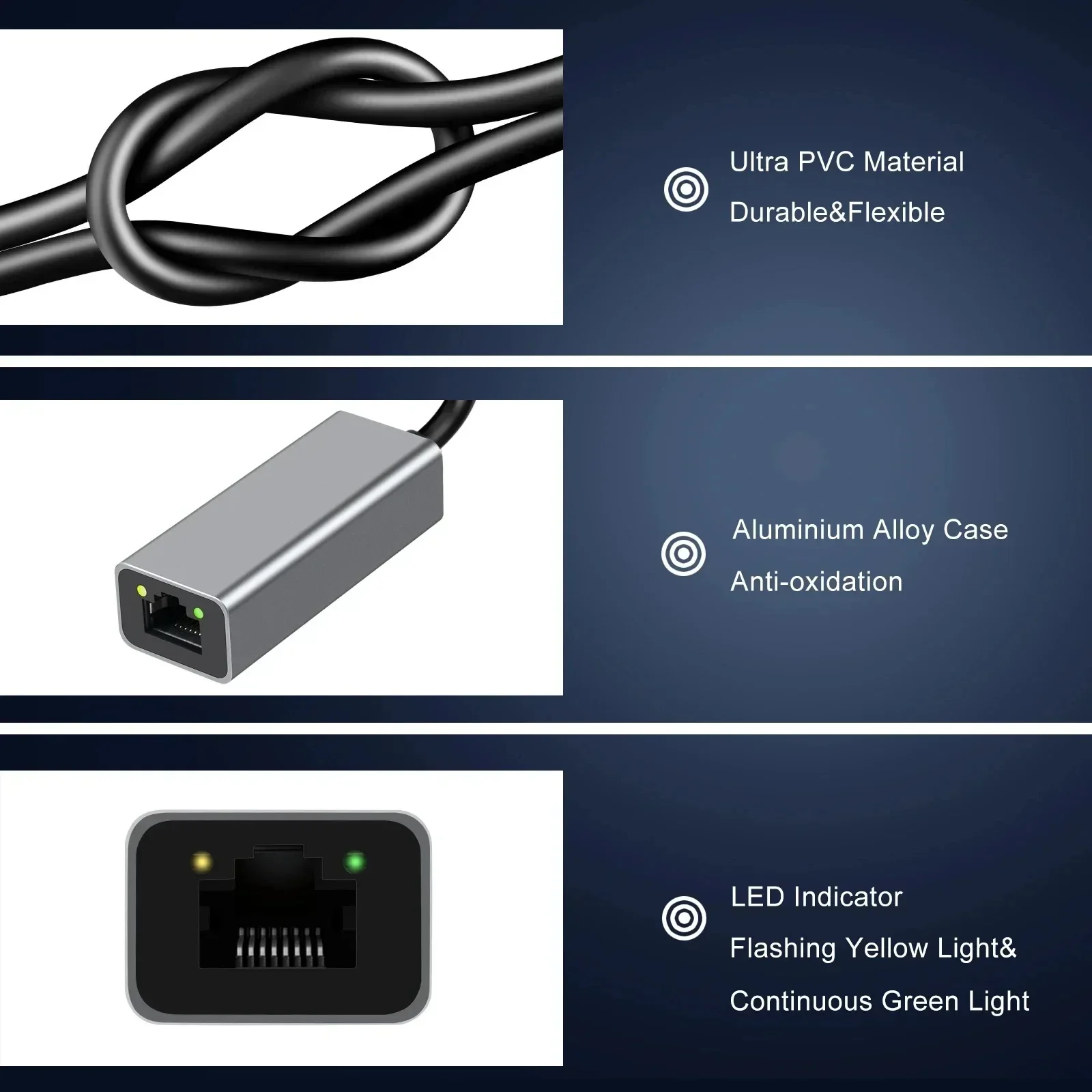Adaptateur Ethernet USB Type C 1000Mbps, carte réseau RJ45 USB 3.0 pour MacBook PC Windows XP 7 câble Internet Lan USB Android