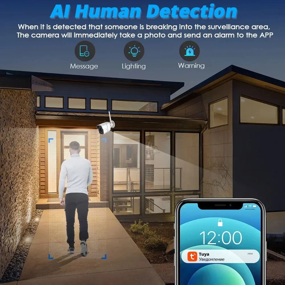 Tuya 5G Wifi cámara IP bala al aire libre 5MP cámara de seguridad para el hogar detección de movimiento 1080P HD Color visión nocturna Audio vigilancia