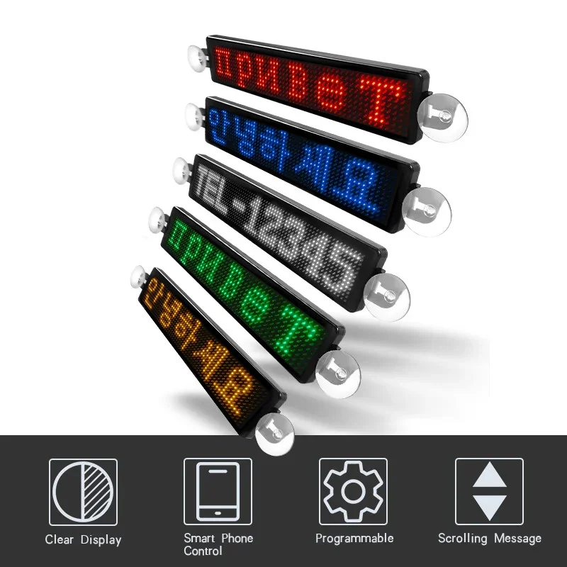 LED Car Programmable Sign Screen USB 5V Vehicle Led Message Board Advertising Moving Scrolling Bluetooth LED Car Display Screen