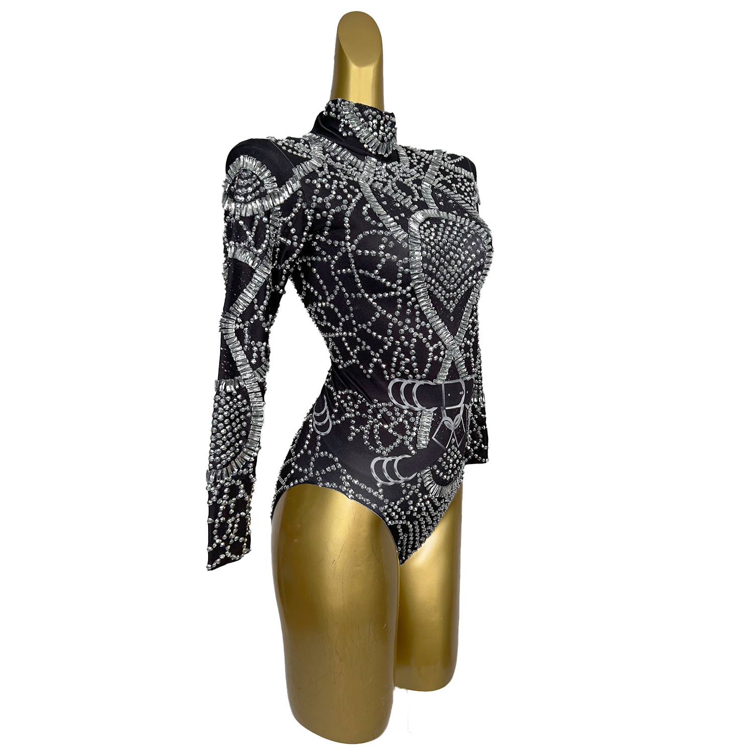 女性のためのラインストーンのボディスーツ,パーティードレス,パーティードレス,誕生日の服,ステージ,Hehuanフェスティバル,レオタード