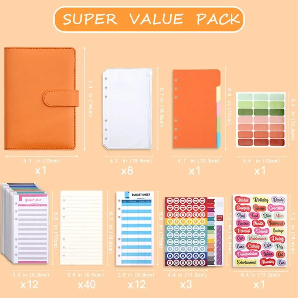 A6 Binder Ledger PU หนัง Macaron สีสัน Budget Binder Notebook PVC ค่าใช้จ่าย Budget แผ่น Budget Planner วิทยาลัยนักเรียน