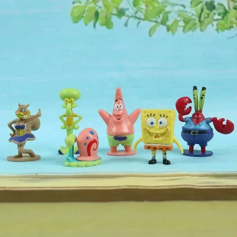 6 ピース/セット 5.6 センチメートルスポンジボブアクションフィギュア漫画映画ミニ人形子供の誕生日ギフトセット