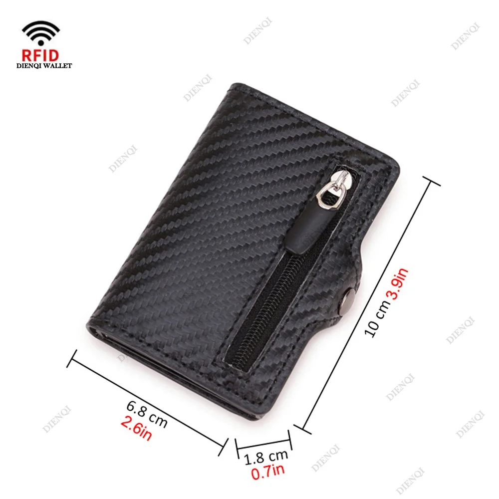 คาร์บอนไฟเบอร์ Rfid Blocking Men ID ผู้ถือบัตรเครดิตกระเป๋าสตางค์หนังโลหะธุรกิจ Bank บัตรเครดิตผู้ถือบัตรกรณี Carteras