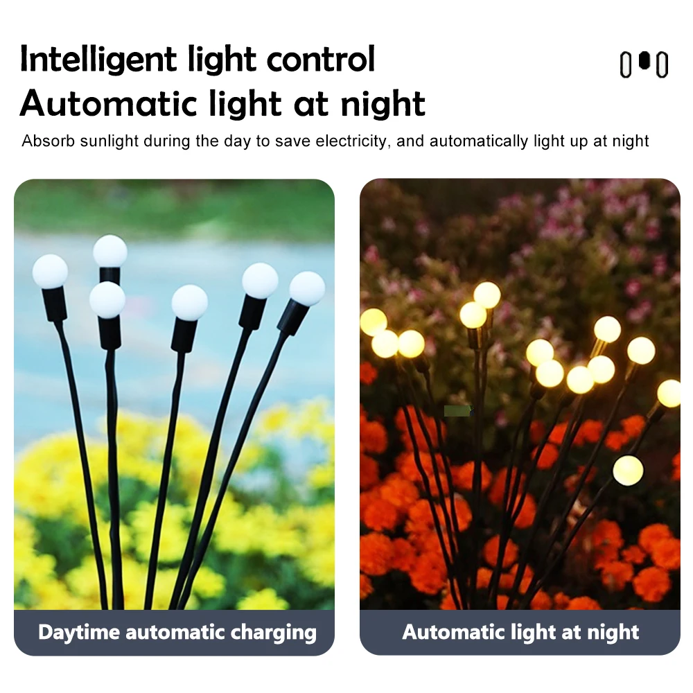 RGB 태양광 야외 반딧불 정원 조명, 방수 흔들리는 요정 조명, 마당 파티오 장식, 8 LED, 10LED