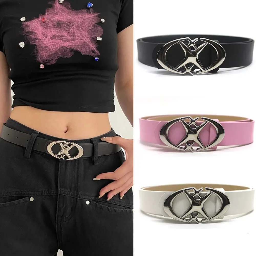 Cinturón de mujer Punk estrella hebilla cinturón diseño Cruz Metal Vintage gótico hombres mujeres Y2K cinturón Pu cuero pretina pantalones Jeans señora cinturón