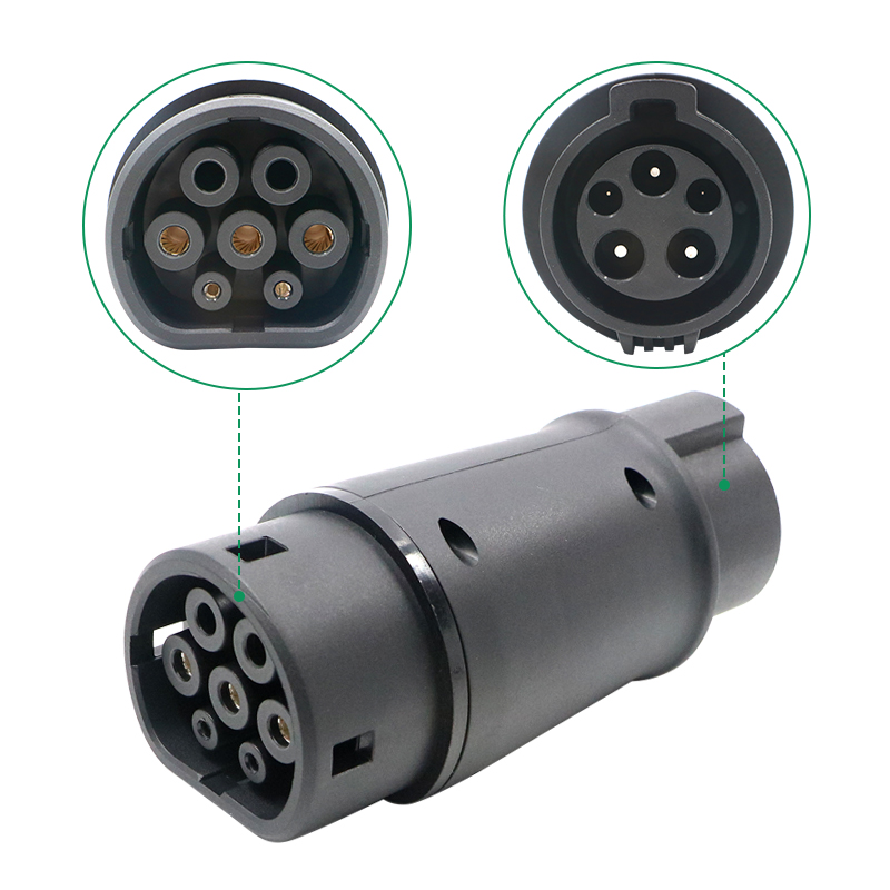 EV Charger Adaptor 32A 7.2KW SAE J1772 Socket Type 1 to Type 2 Converter For Type 2 Eletric Vehicles Charging