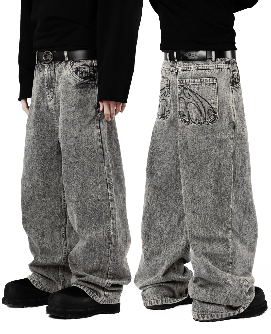 90er Jahre Retro Straße Stickerei Jeans Männlich R&B Einfarbig Lose Gerade Hosen Weibliche Y2K Harajuku Hip Hop Punk stil Männer Jeans