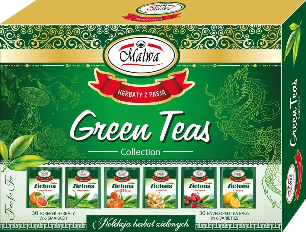Malwa Celebration Green Teas Kolekcja 6 herbat zielonych 60 g (6 x 5 x 2 g)