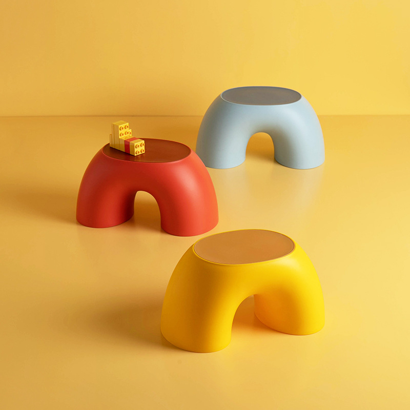 Colorful Rainbow Kids Stool - Round Non-Slip Step Stool for Children, Durable Shoe Changing Seat for Home